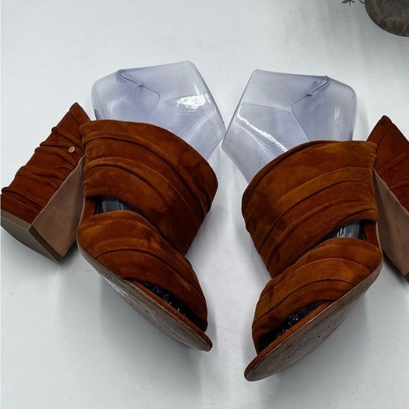 Laurence Dacade Paris Rona Ruched Suede Slide Rust cinnamon Sandals Sz 37.5/US 7 - Picture 10 of 16